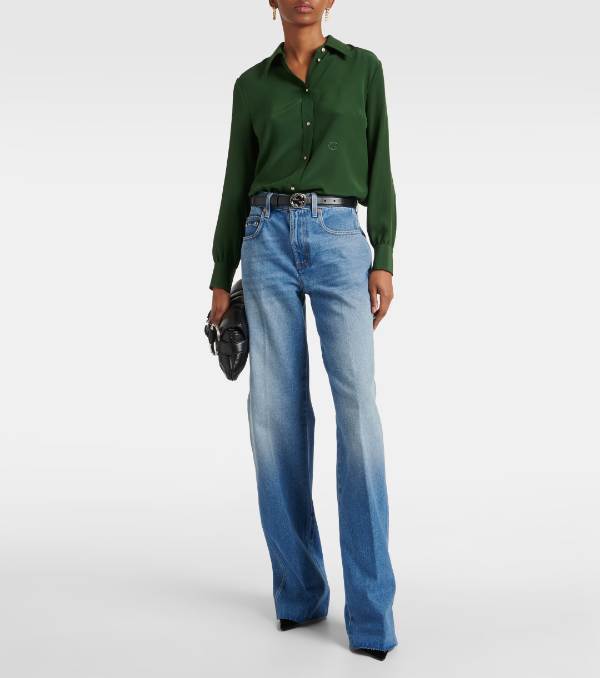 Horsebit mid-rise straight jeans in blue - Gucci  Mytheresa