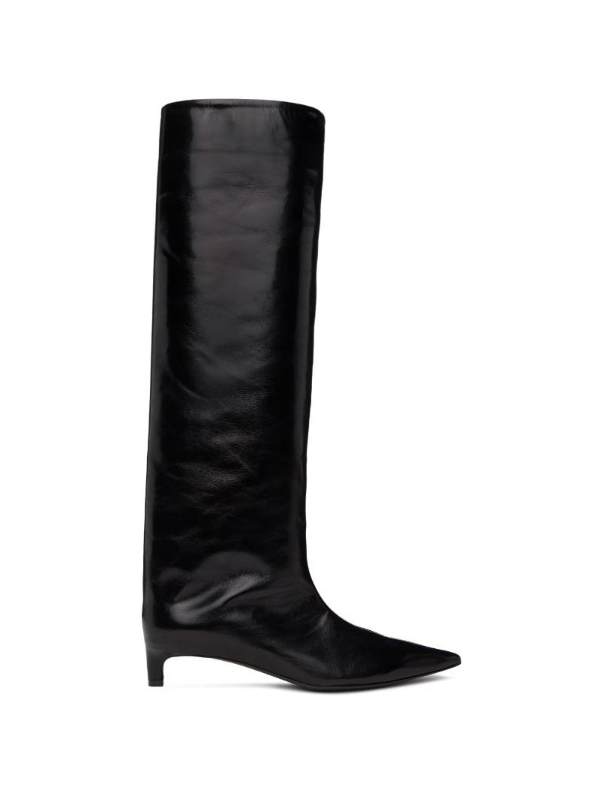 Jil Sander Black Pointed Toe Tall Boots  SSENSE