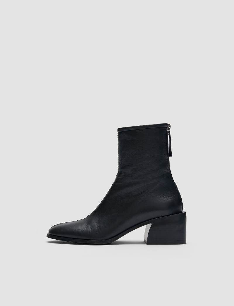 Leather Ankle Boots in Black  JOSEPH