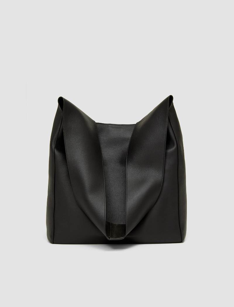 Leather Slouch Bag in Black  JOSEPH