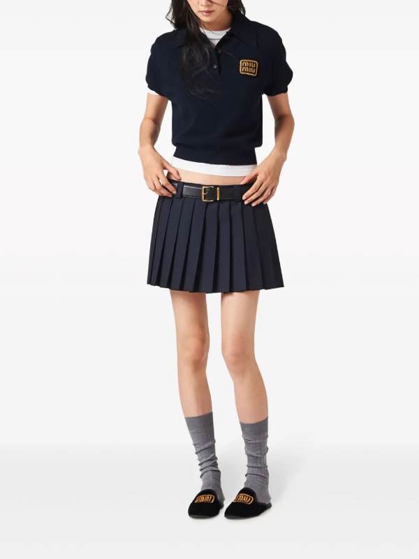 Miu Miu Pleated Wool Miniskirt - Farfetch