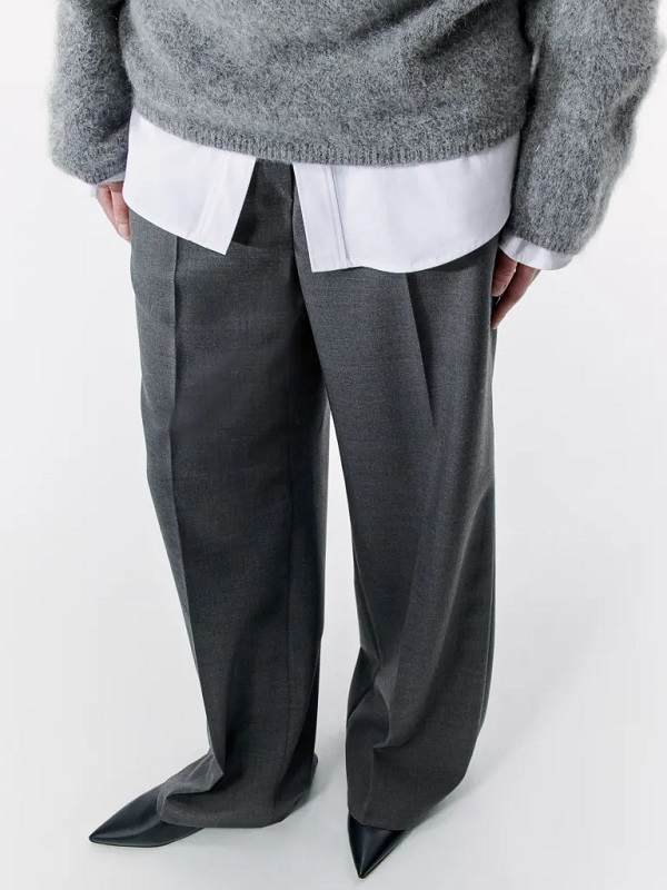 Wide-leg Wool Pants - Dark gray - Ladies  H&M US