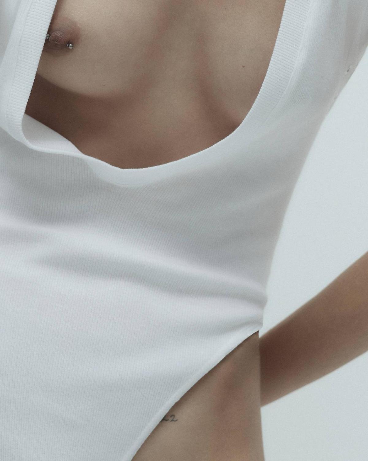 JW Anderson White Ribbed Bodysuit
