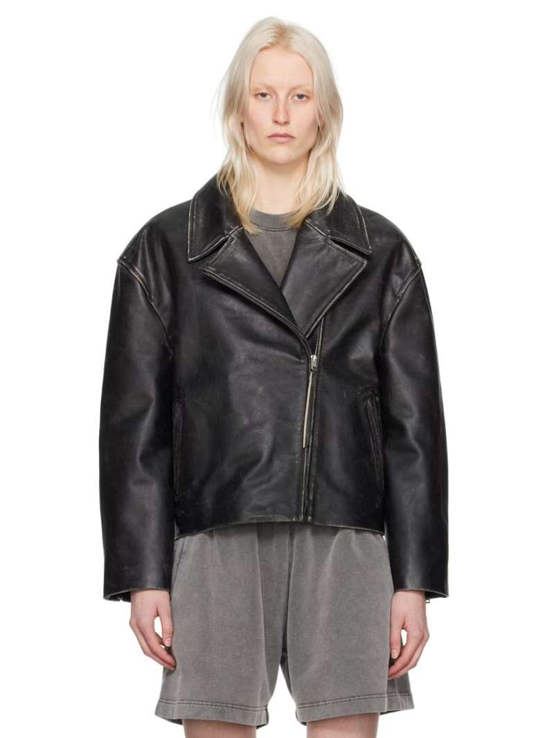 Acne Studios Black Padded Leather Jacket SSENSE