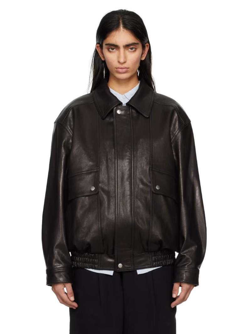 Dunst Black Oversized Leather Jacket SSENSE