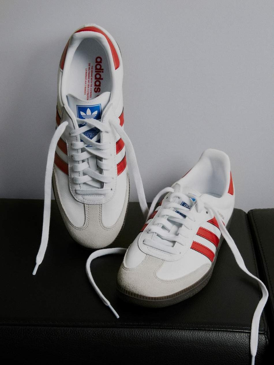 Adidas Originals Samba OG Red leather-trimmed Off-White suede low-top sneakers Key Fashion Trends Net-a-Porter