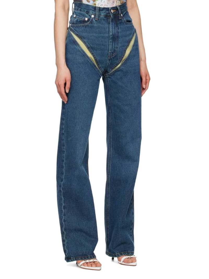 Y/Project Blue Cut Out Jeans  SSENSE