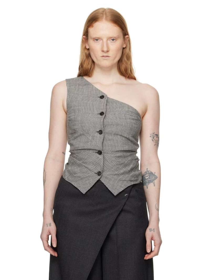 Acne Studios Gray Single-Shoulder Tank Top SSENSE