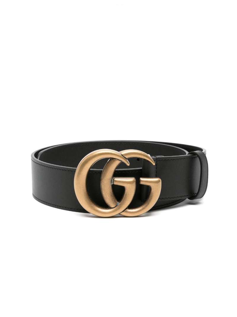 Black Gucci Double G Leather Belt - Farfetch