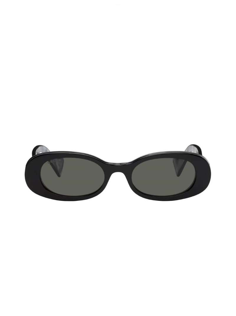 Black Oval Acetate Sunglasses by Gucci on Sale