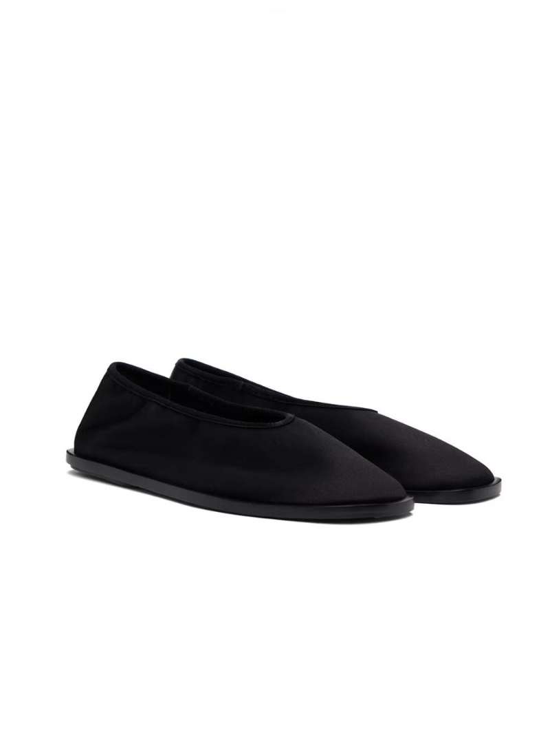 Black Soft Square Satin Loafers by Proenza Schouler on Sale