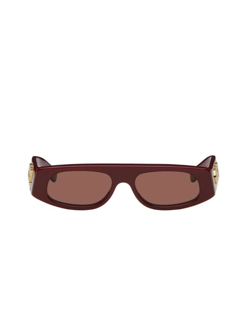 Gucci Burgundy Geometric Sunglasses  SSENSE