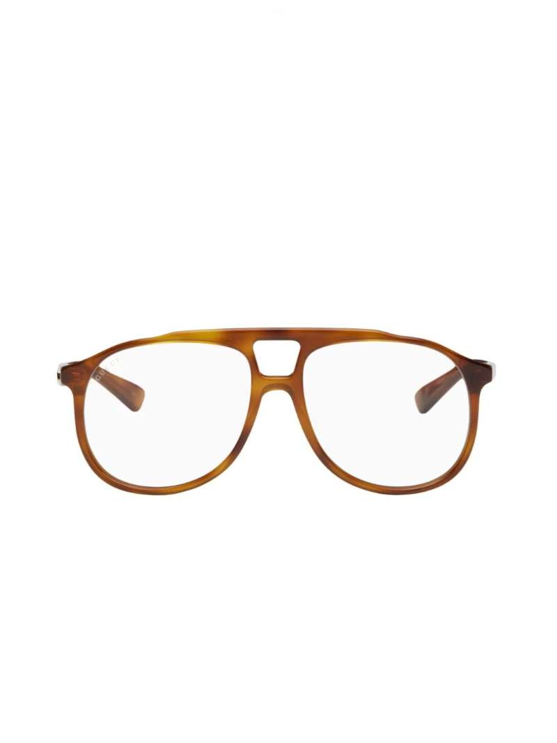 Gucci Tortoiseshell Aviator Glasses  SSENSE