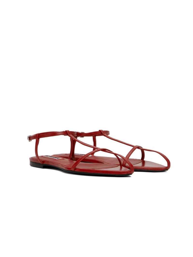 Jil Sander Red Flat Sandals  SSENSE