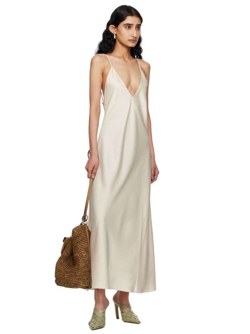 LESET Off-White Barb Maxi Dress SSENSE