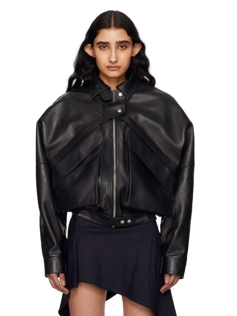 Magda Butrym Black Vintage Leather Jacket SSENSE