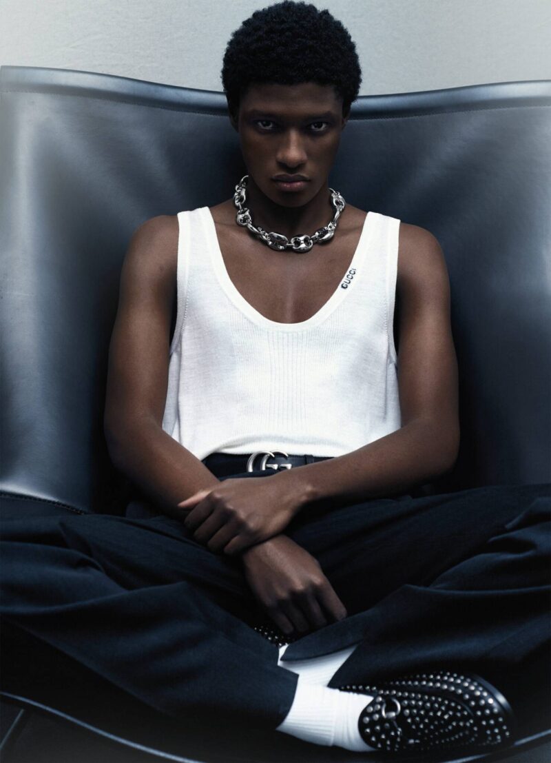 Mel Van Roemburg, Aboubakar Konte, Yacine Ferroudj in Gucci for Numero Netherlands May 2024