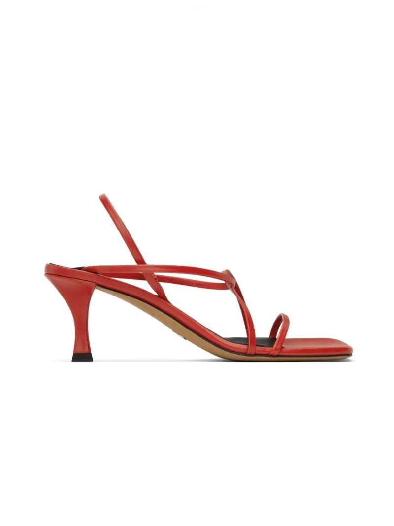 Red Square Strappy Heeled Sandals by Proenza Schouler on Sale