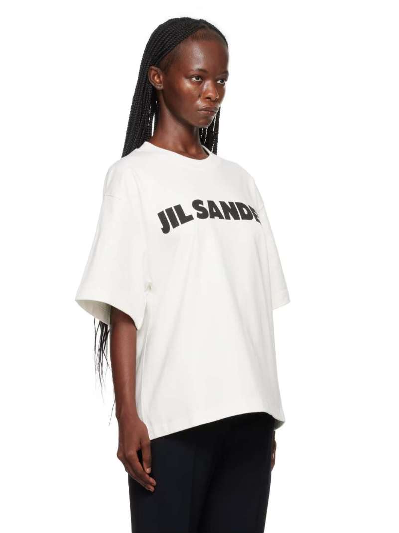 White Printed T-Shirt by Jil Sander on Sale