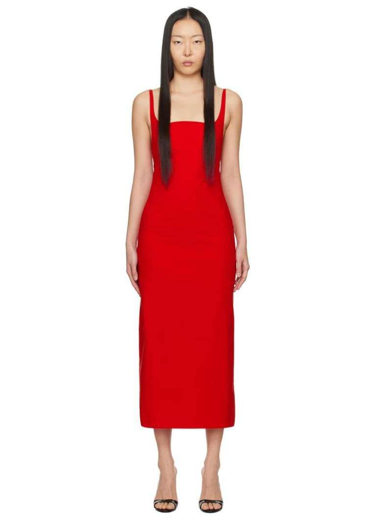 lesugiatelier Red Shirring Maxi Dress  SSENSE