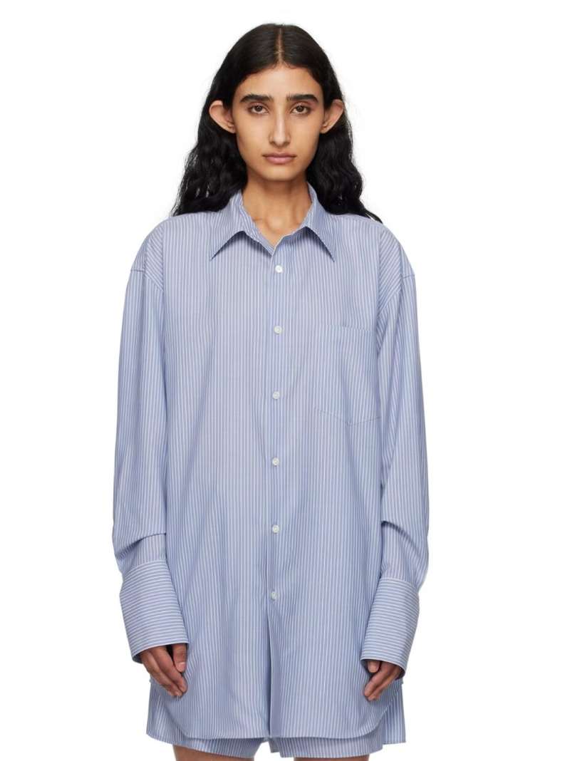 AURALEE Blue Stripe Shirt  SSENSE