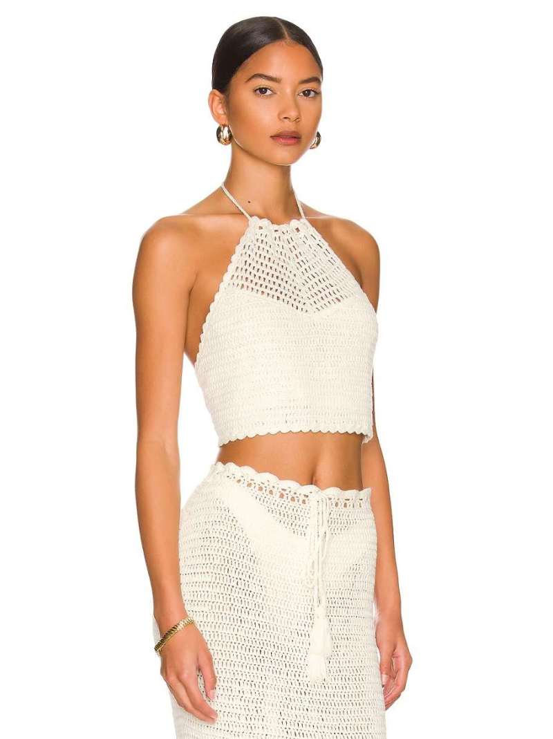 MORE TO COME Angelina Halter Top in Ivory  REVOLVE