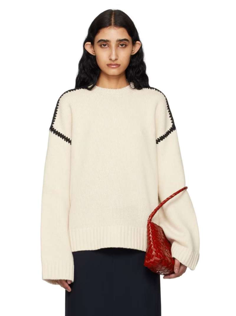 TOTEME Off-White Embroidered Sweater  SSENSE