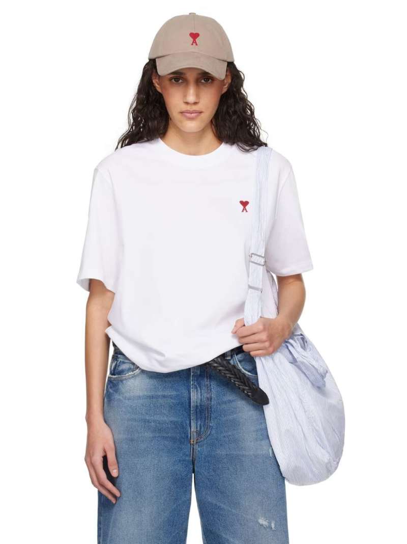 White Ami de Cœur T-Shirt by AMI Paris on Sale SSENSE