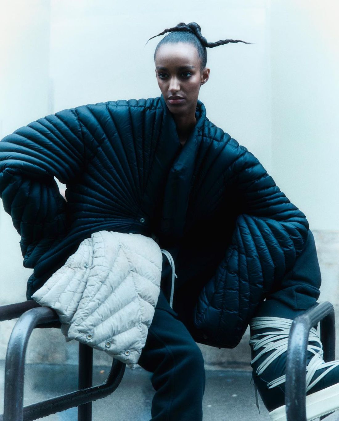 Muna Mahamed in Rick Owens x Moncler by Antoine Harinthe for Cero Magazine Spring-Summer 2024