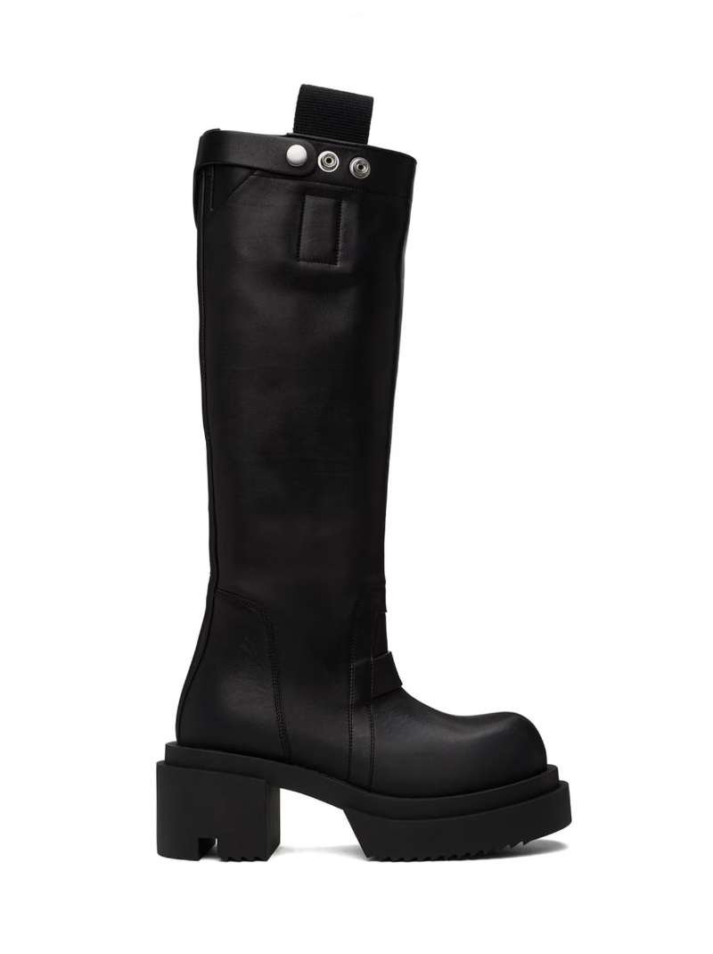 Rick Owens Black Porterville Knee Pull On Bogun Tall Boots  SSENSE