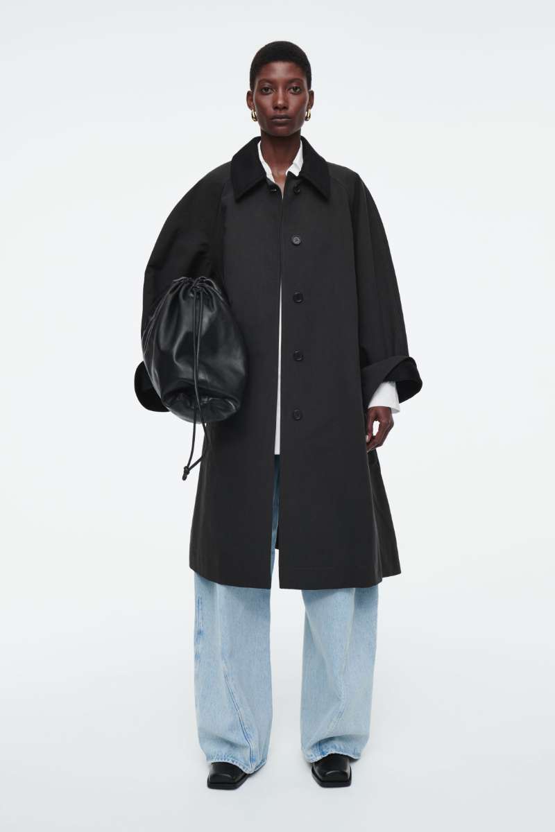 WOOL-TRIMMED CAR COAT - BLACK - Coats and Jackets - COS