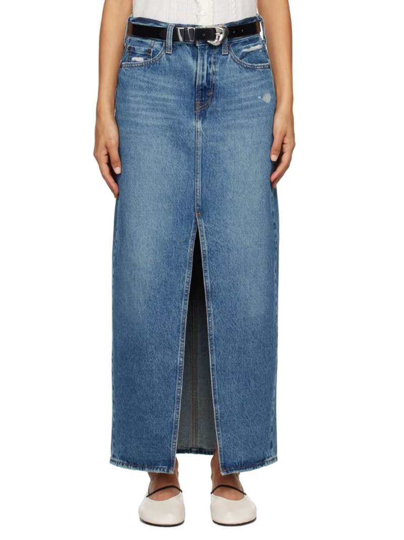 Levi's Blue Ankle Column Denim Midi Skirt  SSENSE