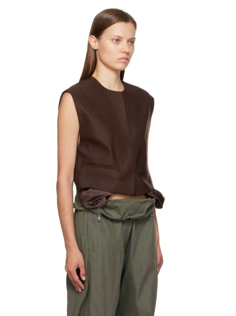 OPEN YY Brown Exposed Pocket Vest  SSENSE