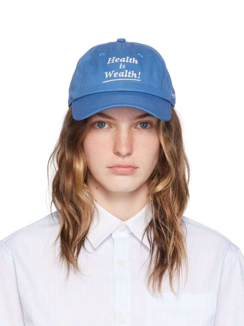 Sporty & Rich Blue 'Health is Wealth' Cap  SSENSE