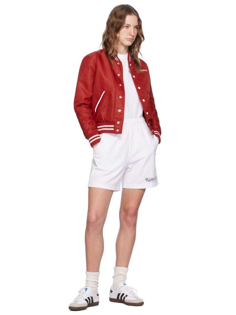 Sporty & Rich Red 'Wellness Club' Bomber Jacket  SSENSE